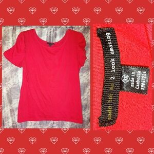 Made For Me 2 Look Amazing Red Soft Knit Top w/Ruched Raglan Slvs Sz Jrs Plus 3X